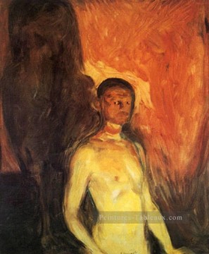 portrait Tableau Peinture - auto   portrait en enfer 1903 Edvard Munch